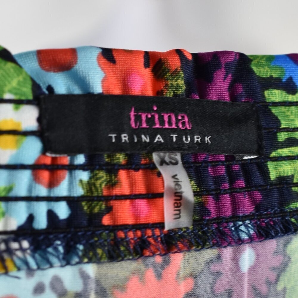 Trina Turk Floral Off Shoulder Print Bell Sleeve Dress - XS - Picture 8 of 8